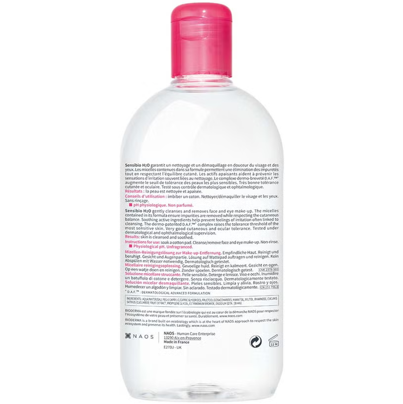 Bioderma Sensibio H2O Cleansing Micellar Water for Sensitive Skin 500ml