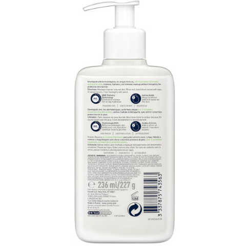 CeraVe Hydrating Cream-to-Foam Cleanser with Amino Acids for Normal to Dry Skin 236ml