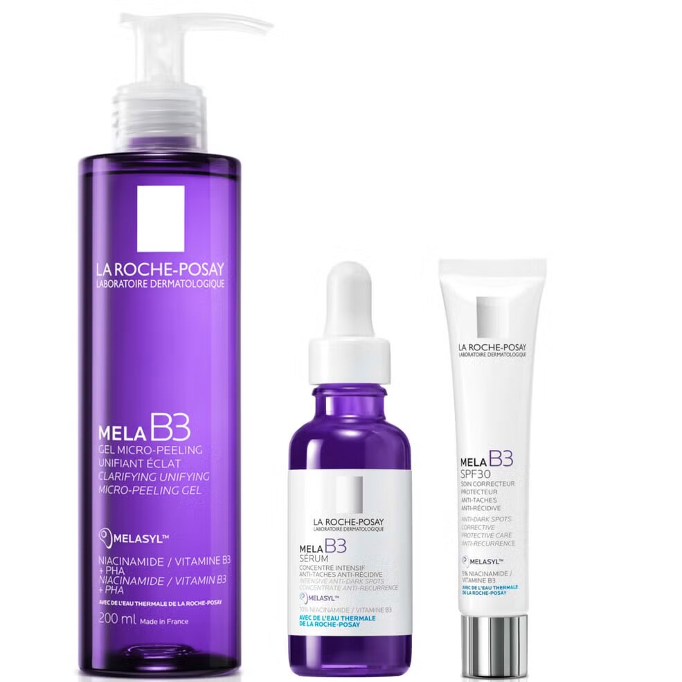 La Roche-Posay Mela B3 cleanser, serum and SPF30 routine bundle